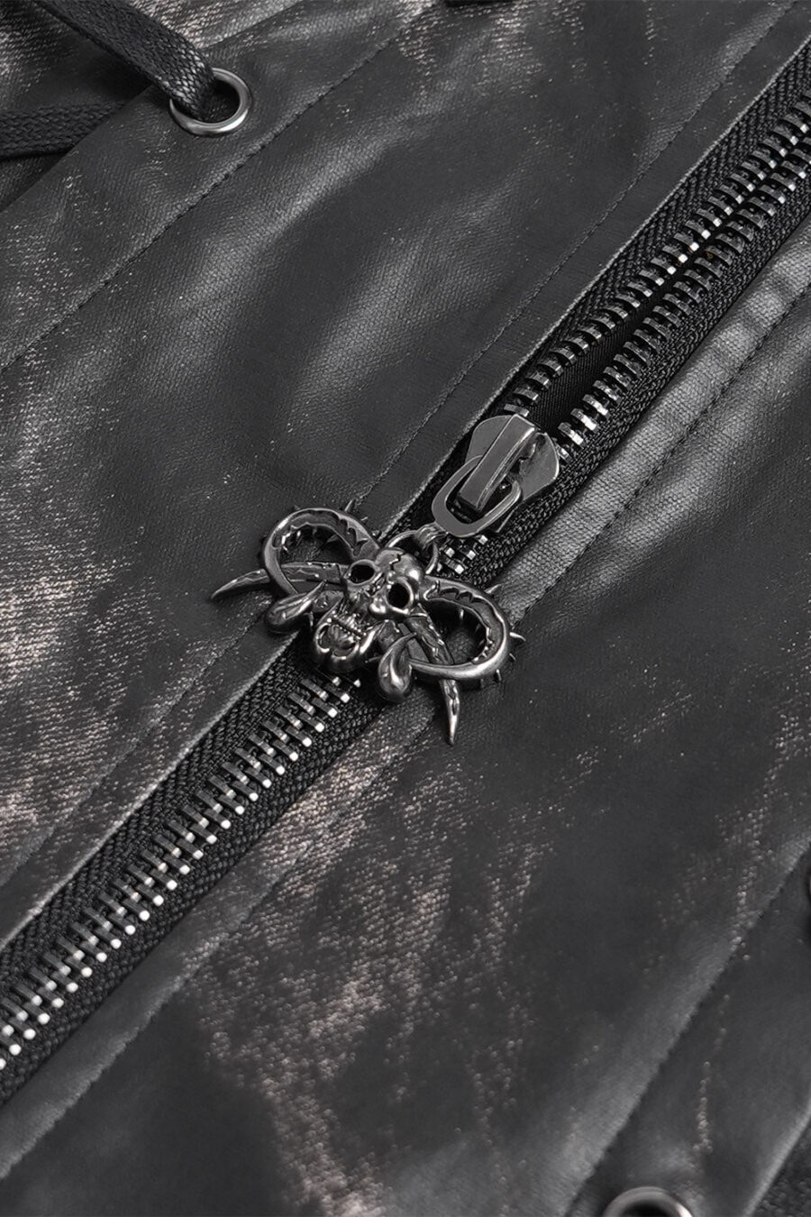 black-distressed-gothic-motorcycle-vest.jpg Phantom Rider Rugged Vegan Leather Vest