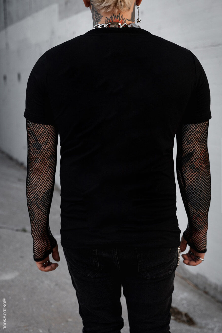 Graveyard Goth Fishnet Sleeve Shirt