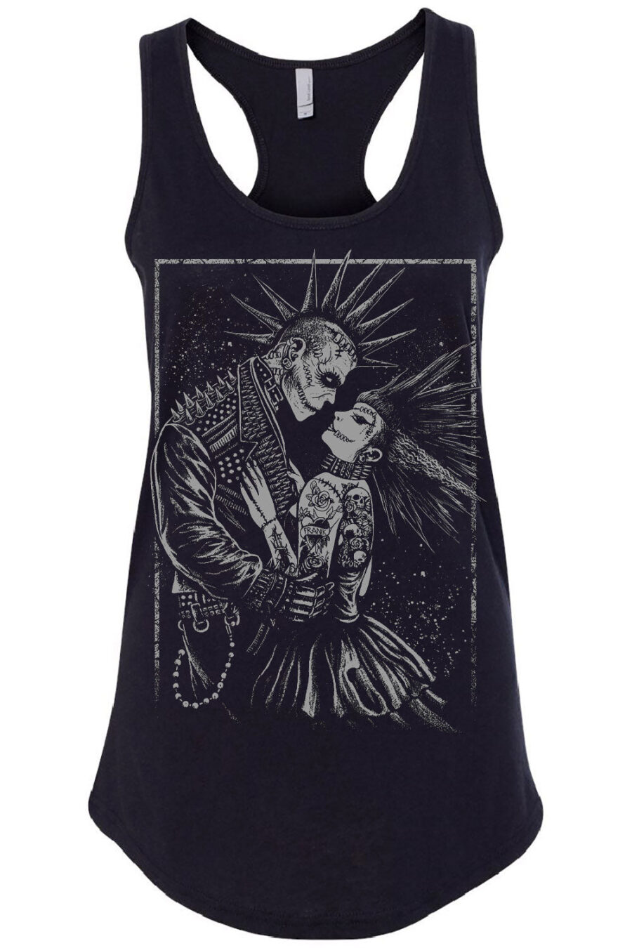 Monster Love: Frankenstein & Bride T-shirt [Graveyard Gray]