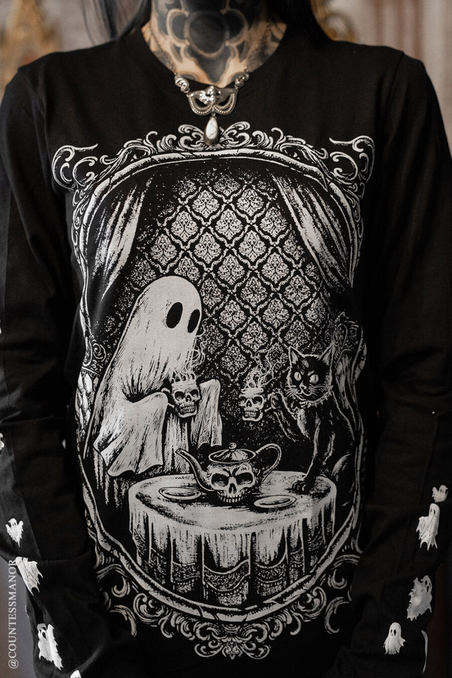 gothic-mens-ghost-clothes.jpg Ghostly Tea Time T-shirt