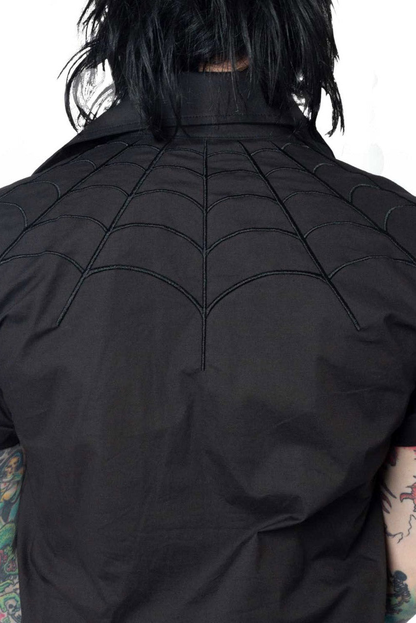 mens-goth-spider-button-shirt.jpg Spiderweb Black Western Shirt