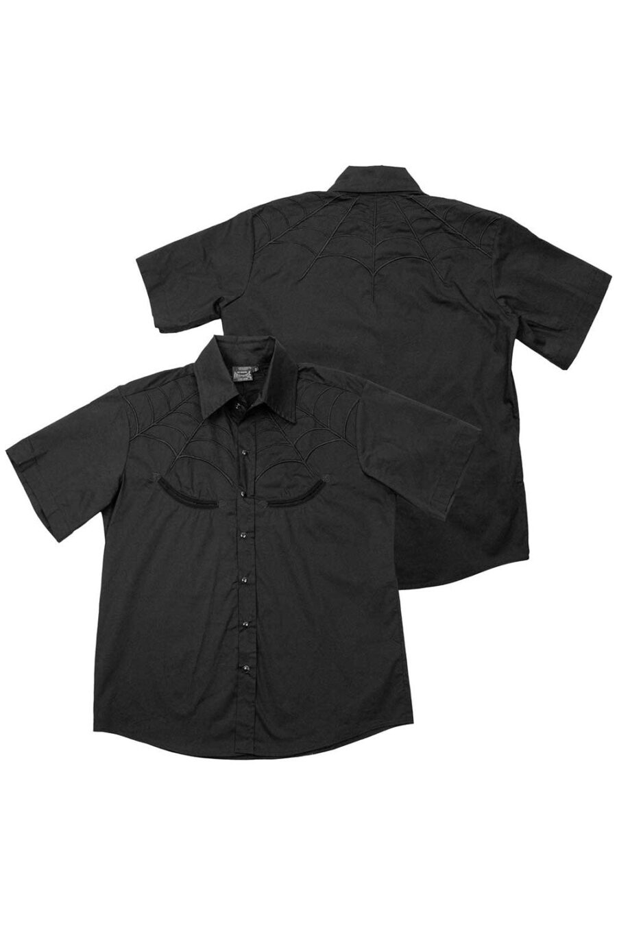 mens-goth-spider-button-shirts.jpg Spiderweb Black Western Shirt