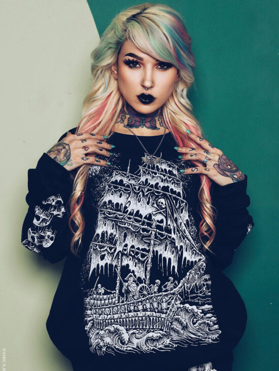 pirate-goth-clothes_762cf606-4942-4296-ab8b-e7df37088add.jpg Skeleton Crew Pirate Ship Sweatshirt