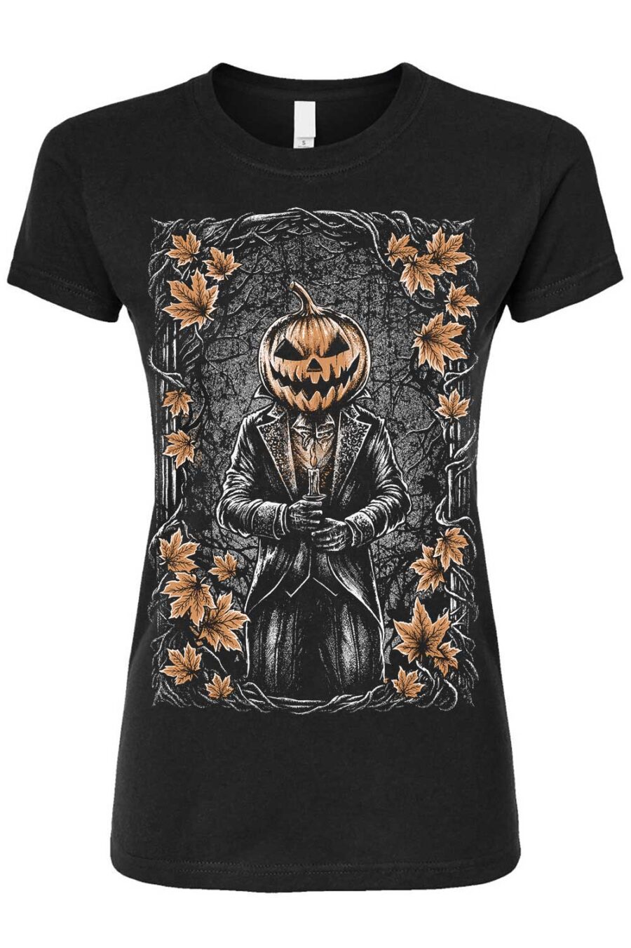 pumpkin-gentleman-womens-tshirt.jpg Jack-O-Lantern Gentleman T-shirt