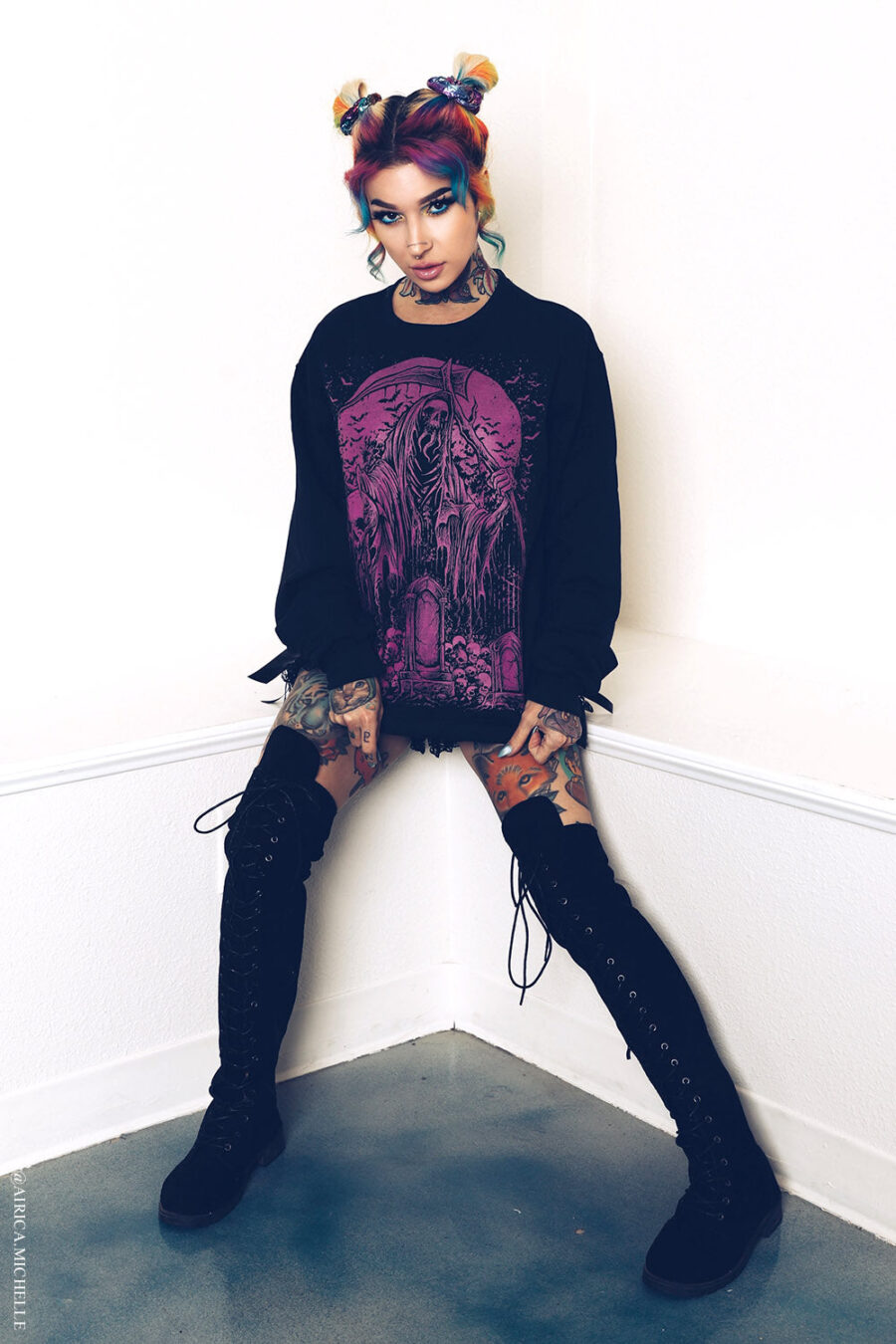 Graveyard Grim Reaper Sweatshirt [PINK]