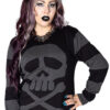 punk-skull-sweater.jpg Harlock Skull Gray Striped Sweater