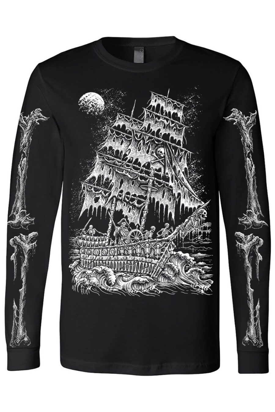 skeleton-pirate-ship-longsleeve_tshirt-with-sleeves.jpg Skeleton Crew Pirate Ship T-shirt