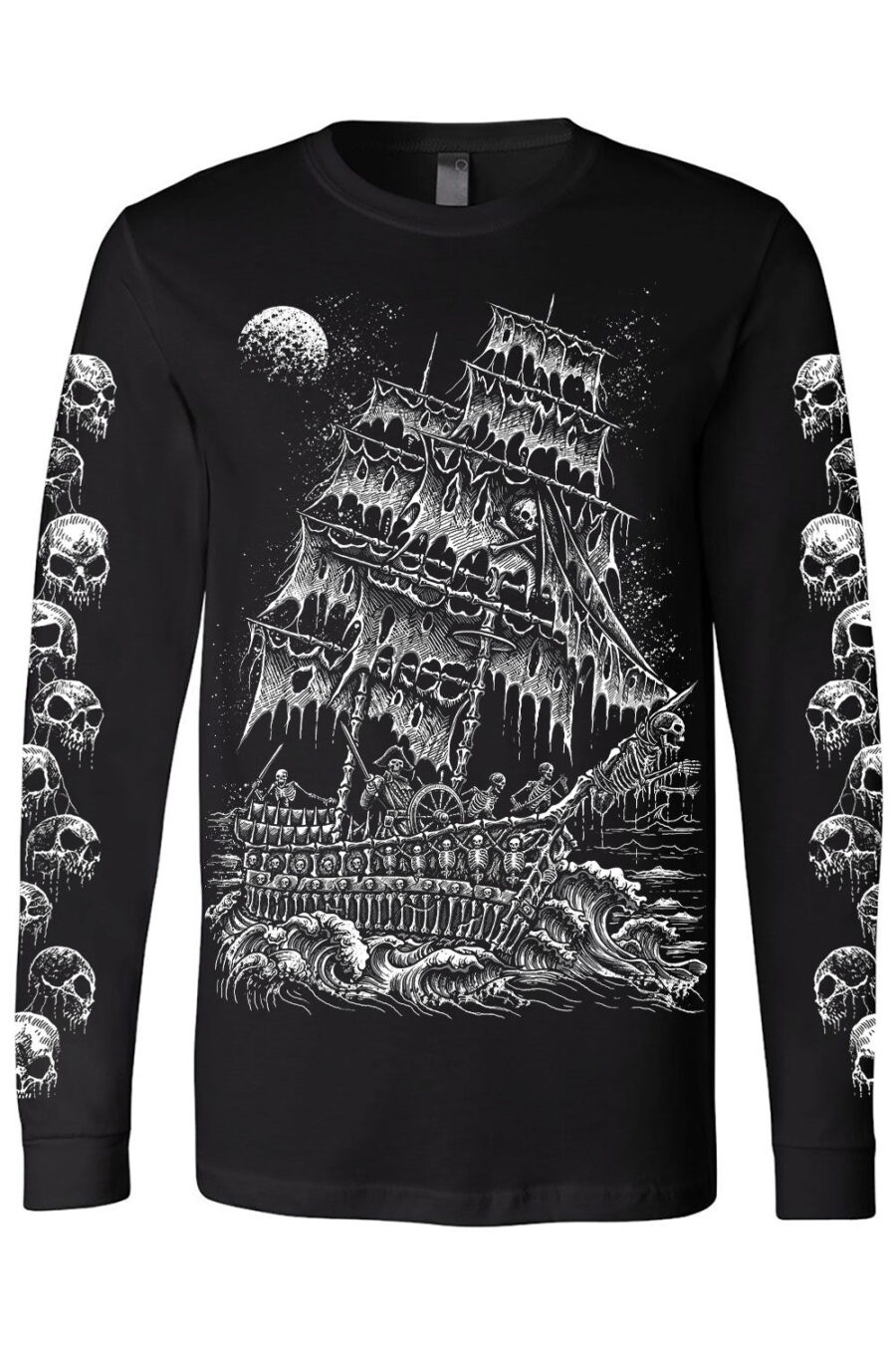 skeleton-pirateship-longsleeve_skull-drip-sleeves.jpg Skeleton Crew Pirate Ship T-shirt