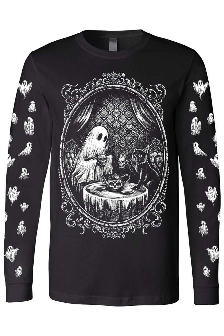 tea-time-ghost-longsleeve_tshirt-ghost-sleeves.jpg Ghostly Tea Time T-shirt