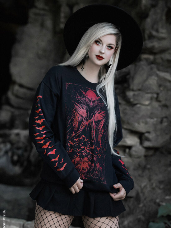 vampire-goth-clothes_9d3fb5fc-727a-46e0-8e98-da7a7d77f0e1.jpg Nosferatu Sweatshirt w/ Red Bat Sleeves